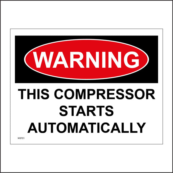 Warning This Compressor Starts Automatically Sign with Square – PWDirect