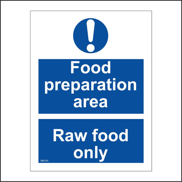 MA310 Food Preparation Area Raw Food Only Sign with Exclamation Mark