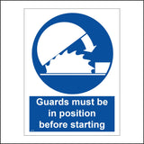 MA166 Guards Must Be In Position Before Starting Sign with Blade Arrow Cover