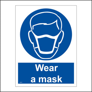 MA687 Wear A Mask Sign with Mask Face