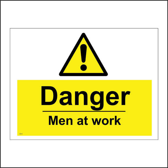 WS418 Danger Men At Work Sign with Triangle Exclamation Mark