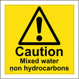 WS878 Caution Mixed Water Non Hydrocarbons Sign with Triangle Exclamation Mark