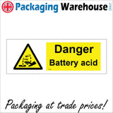 WS659 Danger Battery Acid Sign with Triangle Hands Test Tubes