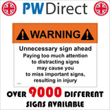 HU010 Warning Unnecessary Sign Ahead Sign with Triangle Exclamation Mark