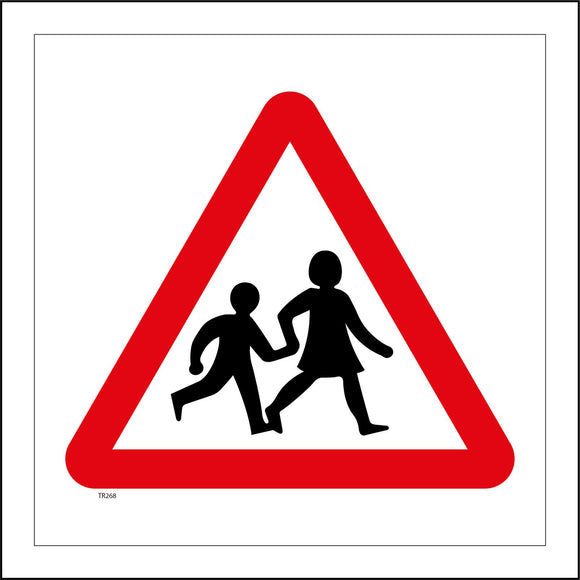 TR268 Children Crossing Sign with Triangle Children
