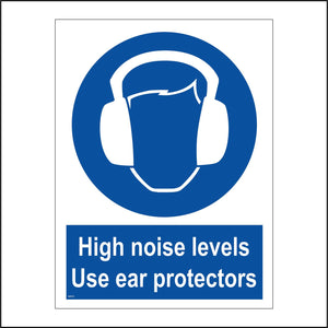 MA072 High Noise Levels Use Ear Protectors Sign with Face Headphones