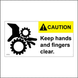 WT033 Caution Keep Hands And Fingers Clear Sign with Cogs Hand Fingers