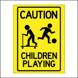 WS507 Caution Children Playing Sign with Children Football Scooter