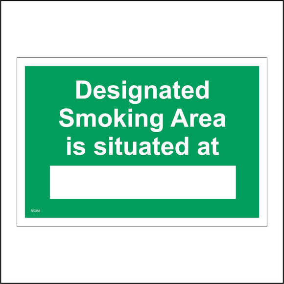 NS088 Designated Smoking Area Is Situated At Sign