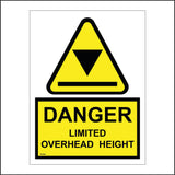 WS466 Danger Limited Overhead Height Sign with Triangle