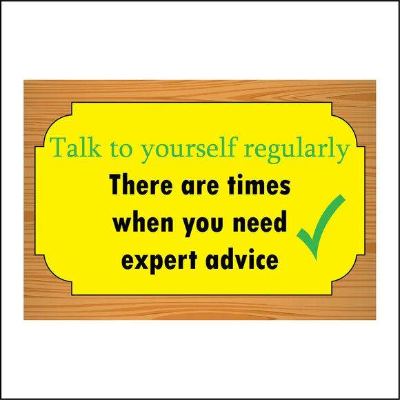 HU327 Talk To Yourself Need Expert Advice Office Workplace Shop Fun Gift Plaque