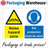MU163 Noise Hazard Zone Ear Protection Must Be Worn Sign with Triangle Circle Face Fingers In Ears