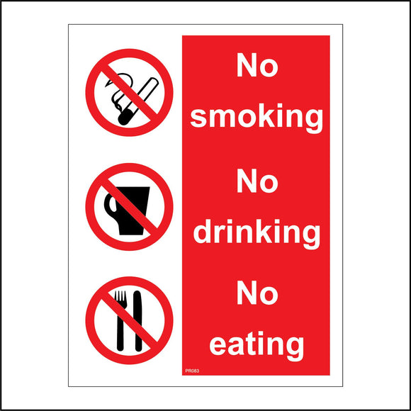 PR083 No Smoking, No Drinking,No Eating Sign with Circle Cigarettes Cup Knife And Fork