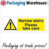 WS907 Narrow Stairs Please Take Care Sign with Triangle Exclamation Mark