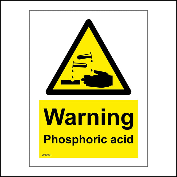 WT088 Warning Phosphoric Acid Sign with Triangle Test Tubes Hands