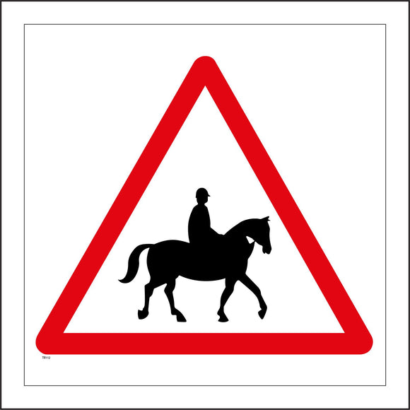 TR112 Warning Horses Sign with Triangle Horse Person