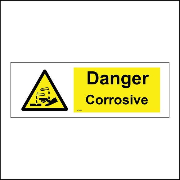 WS660 Danger Corrosive Sign with Triangle Hands Test Tubes
