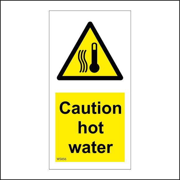 WS856 Caution Hot Water Sign with Triangle Thermometer 3 Squiggly Lines