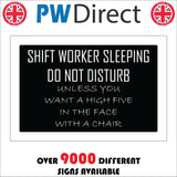 HU247 Shift Worker Sleeping Do Not Disturb Sign