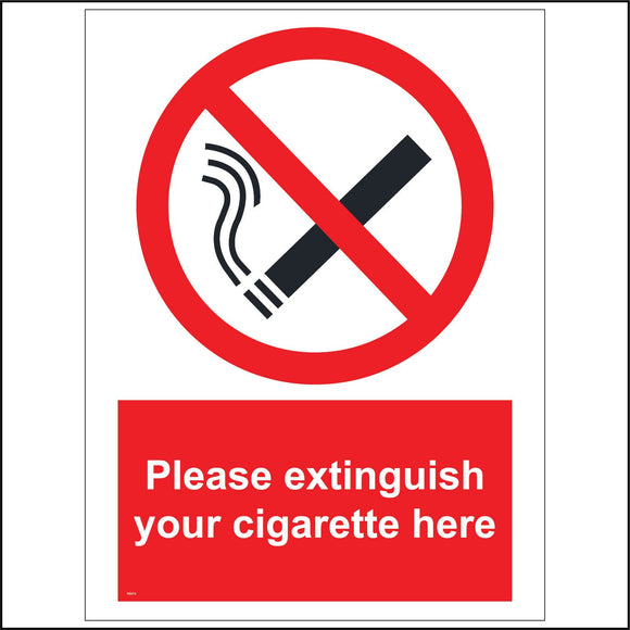NS015 Please Extinguish Your Cigarette Here Sign with Cigarette