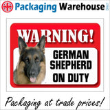 SE034 Warning German Shepherd On Duty Sign with Dog