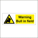 WT245 Warning Bull In Field Livestock Beef Bovine Animals Herd