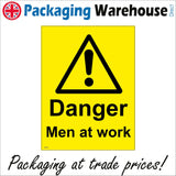WS423 Danger Men At Work Sign with Triangle Exclamation Mark
