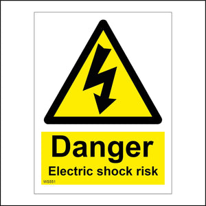 WS551 Danger Electric Shock Risk Sign with Triangle Lightning Arrow