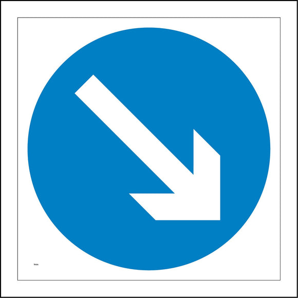 TR436 Arrow Bottom Right Diagonal Down Sign with Diagonal Down Arrow Right