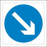 TR436 Arrow Bottom Right Diagonal Down Sign with Diagonal Down Arrow Right