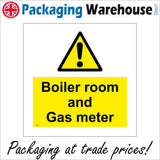 WS941 Boiler Room And Gas Meter Sign with Triangle Exclamation Mark