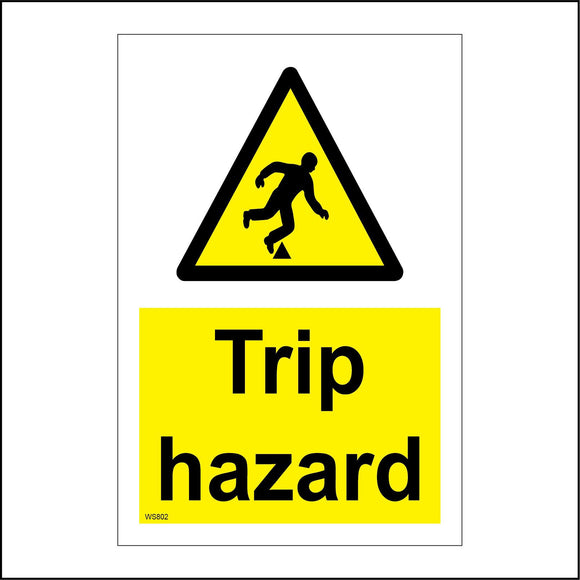 WS802 Trip Hazard Sign with Triangle Person Tripping