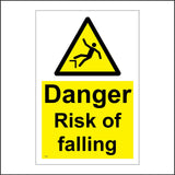 WS594 Danger Risk Of Falling Sign with Triangle Falling Person
