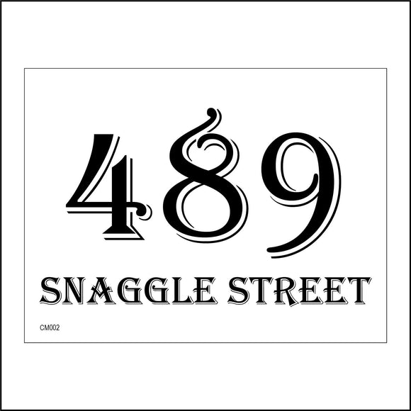 CM002 Custom House Sign Plaque Door Street Number 1-999 Personalised Name Sign