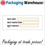 TR520 MOT Inspection Service Dates Due Sticker