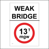 TR548 Weak Bridge Maximum Weight 13t MGW