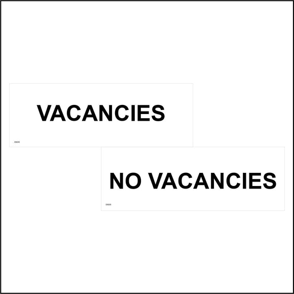DS033 Vacancies No Vacancies Door Sign Double Sided  Black White