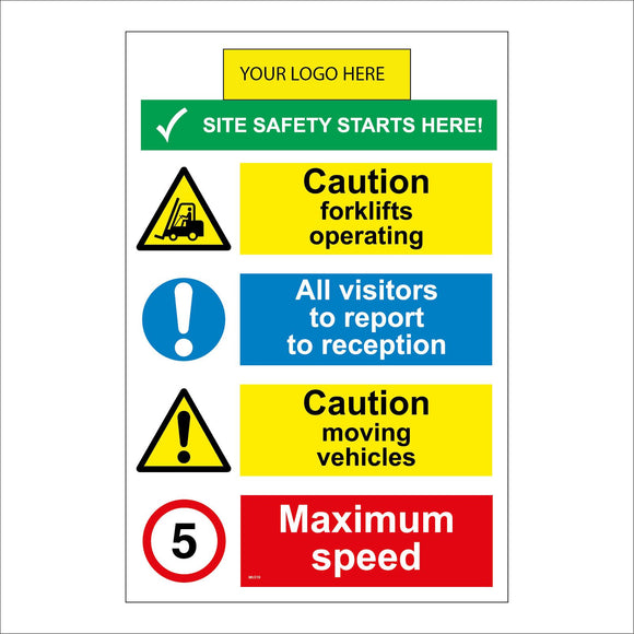 MU319 Safety Starts Here 5MPH Speed Limit Company Logo