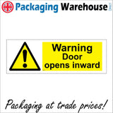 WS795 Warning Door Opens Inward Sign with Triangle Exclamation Mark