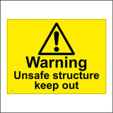 WS308 Warning Unsafe Structure Keep Out Sign with Triangle Exclamation Mark