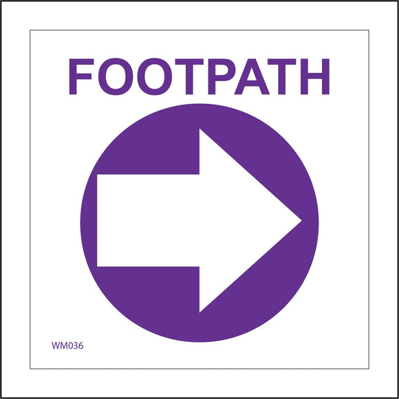 WM036 Footpath Right Arrow Circle Waymarker Purple White Circuit