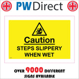 WS847 Caution Steps Slippery When Wet Sign with Triangle Person Slipping Backwards