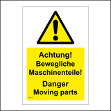 WT124 Achtung Bewegliche Maschinenteile Danger Moving Parts German