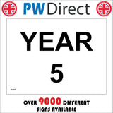 SC024 Year 5 Five Wall Door Plaque Guide Black White Area