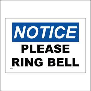 GE189 Notice Please Ring Bell Sign
