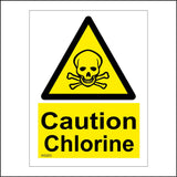 WS203 Caution Chlorine Sign with Triangle Skull &Cross Bones