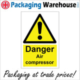 WS572 Danger Air Compressor Sign with Triangle Exclamation Mark