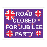 TR573 Road Closed For Jubilee Party Union Jack Flags Purple