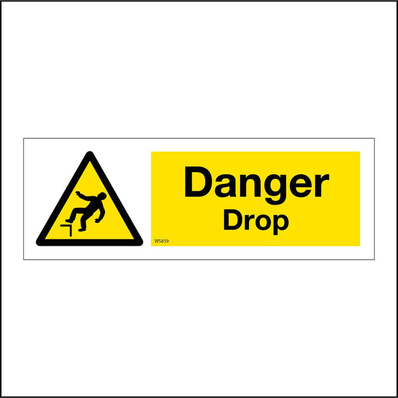 WS859 Danger Drop Sign with Triangle Man Step