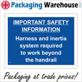 MA825 Important Safety Harness Inertia Beyond Rail